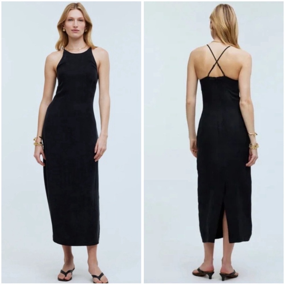 NWT New with Tag Madewell Crisscross Midi Slip Dress in Cupro-Blend Size 8